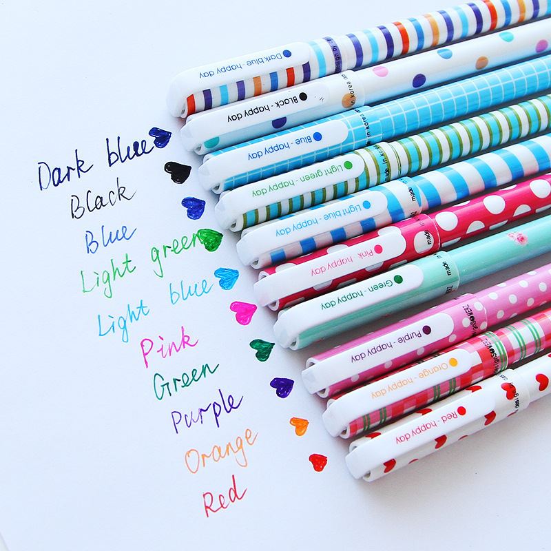10pcs 0.5mm Colour Ink Gel Pens Multi-Patterns Collection – Flux