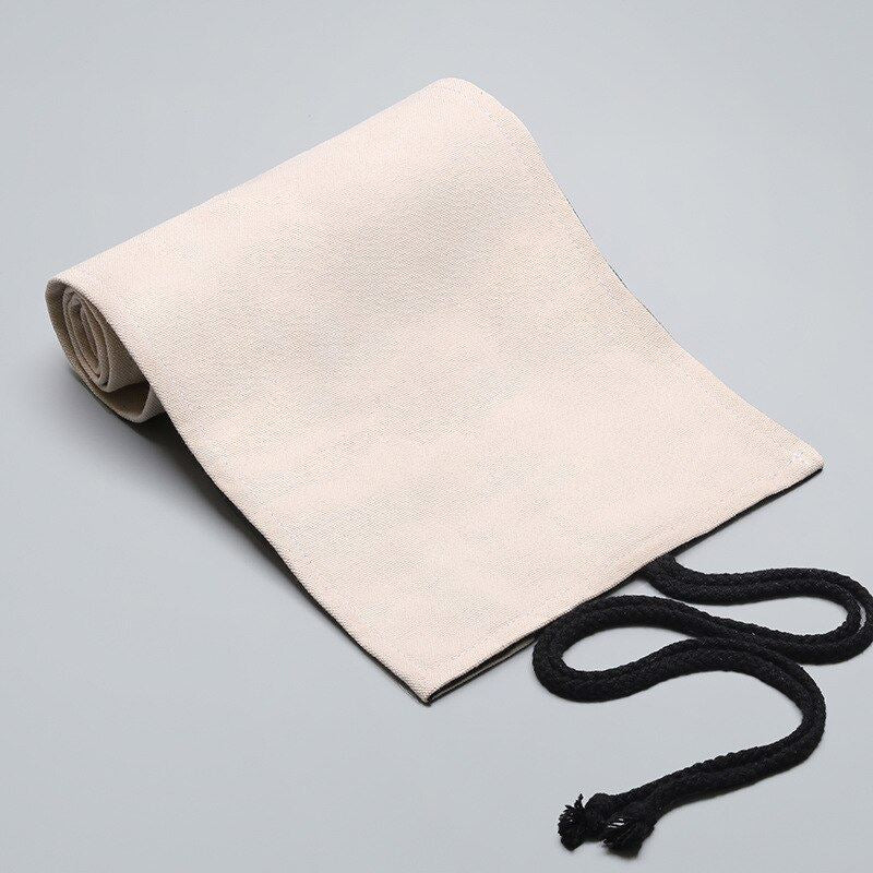 12/24/36/48/72 Canvas Roll Pencil Case Wrap Natural White Rope