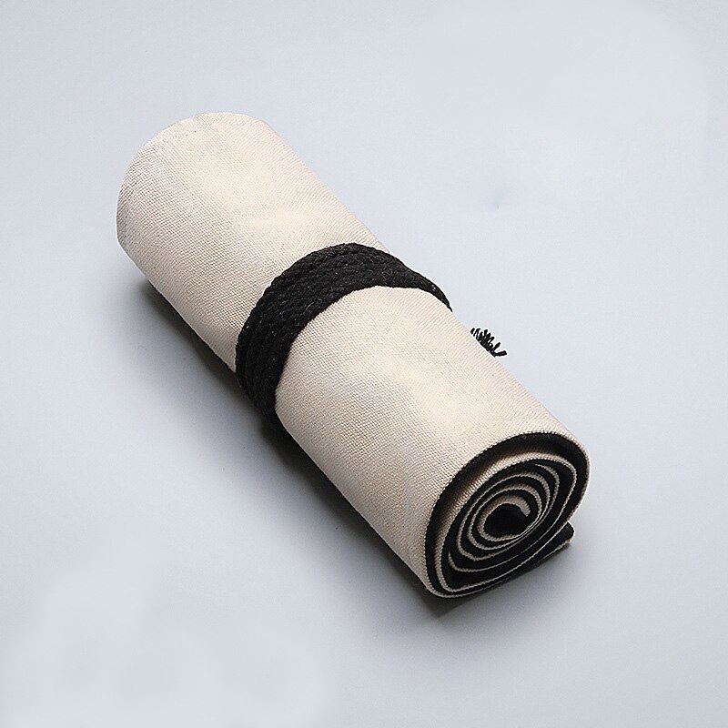 12/24/36/48/72 Canvas Roll Pencil Case Wrap Natural Black Rope