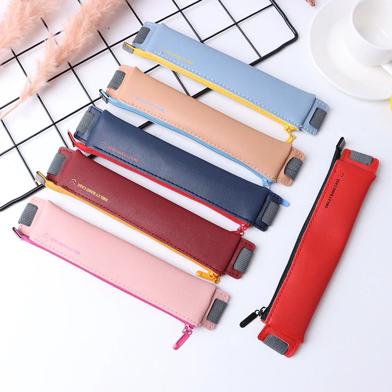 PU Leather Zipper Pencil Case Modern Strap – Flux Crafts