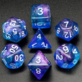 7pcs RPG Full Dice Set - Glitter in Purple & Blue Acrylic
