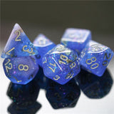 7pcs RPG Full Dice Set - Glitter in Blue Resin