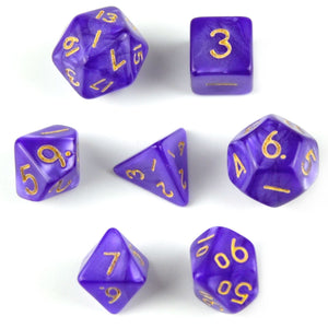 7pcs Miniature RPG Full Dice Set - Purple Silk Acrylic