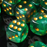 6pcs 16mm D6 RPG Dice Set - Glitter in Green Acrylic
