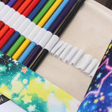12/24/36/48/72 Holes Roll Canvas Pencil Case Wrap - Rainbow Stars
