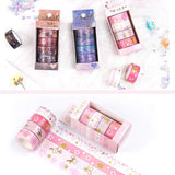 4pcs Paper Washi Tape Constellation & Flowers Pack
