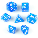 7pcs Miniature RPG Full Dice Set - Blue Silk Acrylic