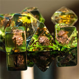 7pcs RPG Full Dice Set - Wolf in Clear Green Resin