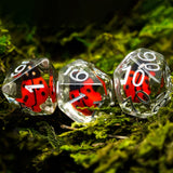 7pcs RPG Full Dice Set - Ladybird in Moss Clear Resin