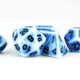 7pcs RPG Full Dice Set - Blue on White Acrylic