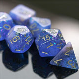 7pcs RPG Full Dice Set - Glitter in Blue Resin
