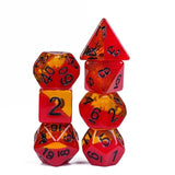 7pcs RPG Full Dice Set - Layered Red & Amber with Shimmer Resin