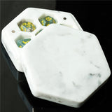 Dice Storage Box - Marble White Resin Hexagon