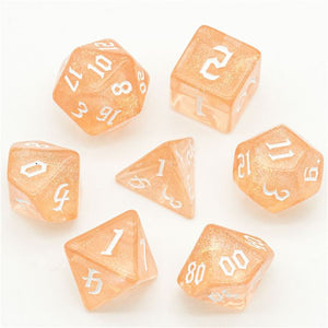 7pcs RPG Full Dice Set - Glitter in Orange Acrylic