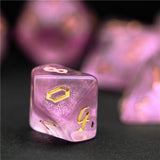 7pcs RPG Full Dice Set - Glitter in Pink Acrylic