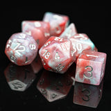 7pcs RPG Full Dice Set - Glitter in Red & White Resin