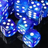 6pcs 16mm D6 RPG Dice Set - Glitter in Blue Acrylic