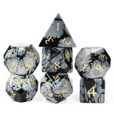 7pcs RPG Dice Set - Snowflake Obsidian Gemstone