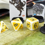 7pcs RPG Full Dice Set - Yellow on White Acrylic