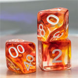 7pcs RPG Full Dice Set - Red & Yellow Swirl in Clear Resin