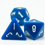 7pcs RPG Full Dice Set - Solid Blue Resin with White Font