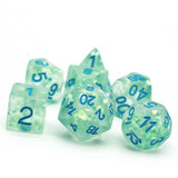 7pcs RPG Full Dice Set - Confetti in Frosted Turquoise Resin