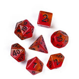 7pcs RPG Full Dice Set - Layered Red & Amber with Shimmer Resin