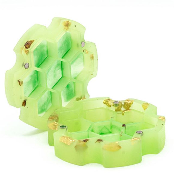 Dice Storage Box - Milky Green Resin Hexagon