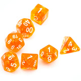 7pcs RPG Full Dice Set - An Orange in Clear Orange Resin