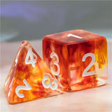 7pcs RPG Full Dice Set - Red & Yellow Swirl in Clear Resin