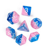 7pcs RPG Full Dice Set - Layered Blue & Pink Resin