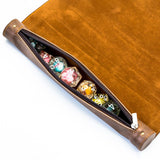 Dice Storage Roll & Tray - PU Leather & Brown Velvet
