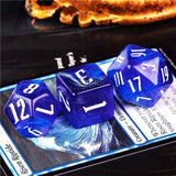 7pcs RPG Full Dice Set - Glitter in White & Dark Blue Acrylic