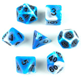 7pcs RPG Full Dice Set - Blue on White Acrylic