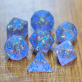 7pcs RPG Full Dice Set - Confetti in Frosted Purple Resin