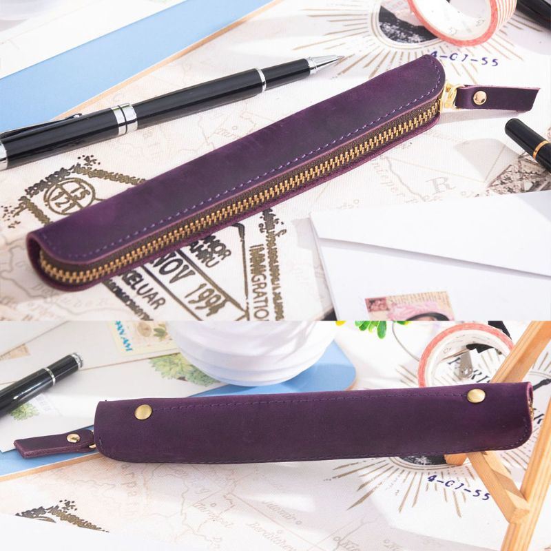 Mini Zippered Leather Pen & Pencil Cases – LeatherNeo