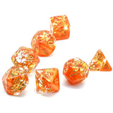7pcs RPG Full Dice Set - Leaves in Clear Orange Resin