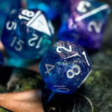 7pcs RPG Full Dice Set - Glitter in Purple & Blue Acrylic