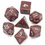 7pcs RPG Full Dice Set - Solid Brown Resin with Grey Font