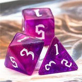 7pcs RPG Full Dice Set - Glitter in Magenta & Purple Acrylic