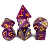 7pcs RPG Dice Set - Glitter in Purple Resin