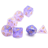 7pcs RPG Full Dice Set - Purple Silk Acrylic