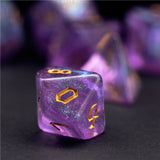 7pcs RPG Full Dice Set - Glitter in Purple Acrylic