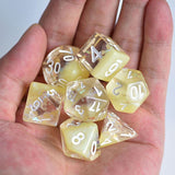 7pcs RPG Full Dice Set - Diamond Confetti in Clear Yellow Resin
