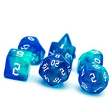 7pcs RPG Full Dice Set - Glitter in Blue Acrylic