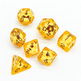 7pcs RPG Full Dice Set - White Flowers in Clear Yellow Resin