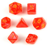 7pcs Miniature RPG Full Dice Set - Red Silk Acrylic