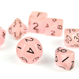 7pcs Miniature RPG Full Dice Set - Glow in the Dark Pink Acrylic