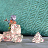 7pcs Miniature RPG Full Dice Set - Pink Glitter in Clear Acrylic