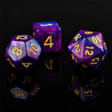 7pcs RPG Full Dice Set - Blend of Purple & Blue Acrylic